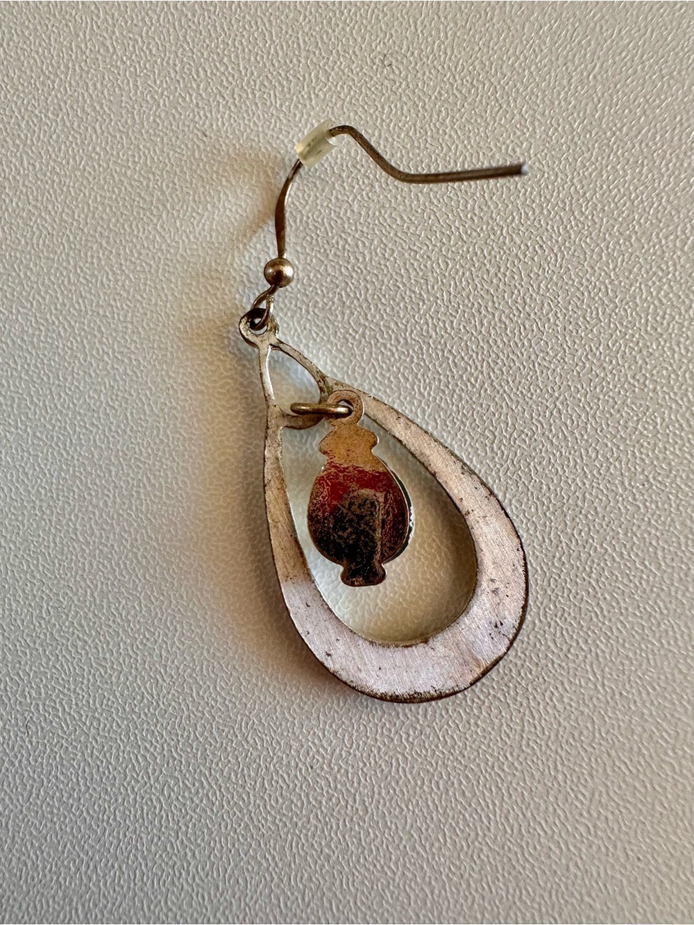 Vintage Silver-Tone Teardrop Dangle Earrings with Crystal Accent - Women Jewelry - Picture 6 of 10